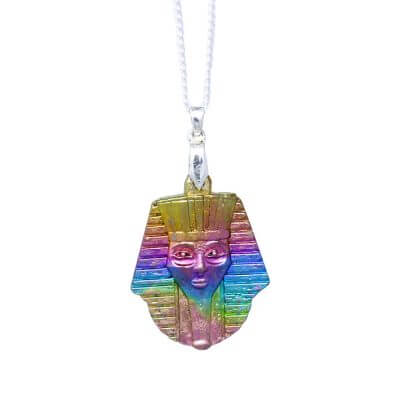 Rainbow 'Face of the Pharaoh pendant from The Bismuth Smith