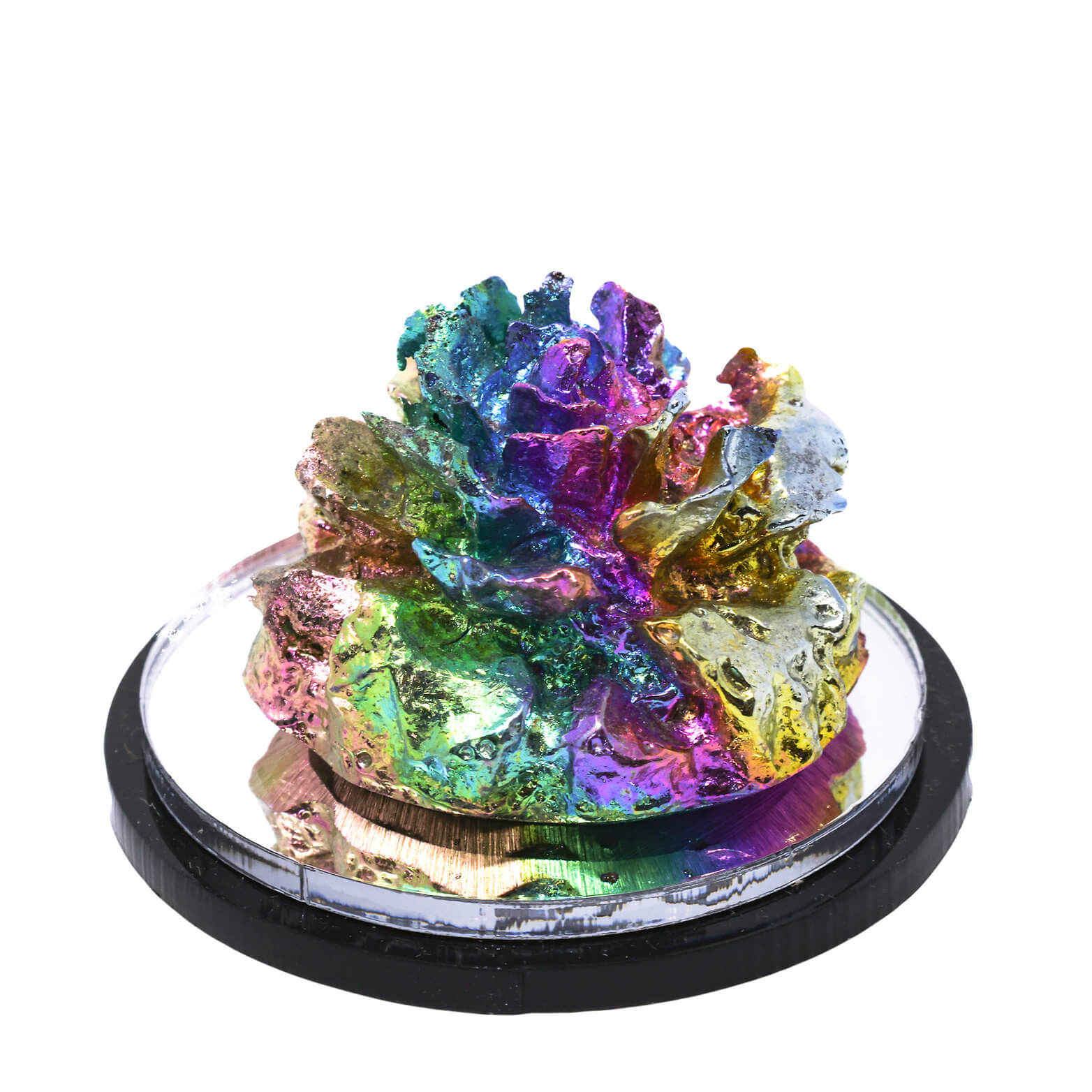 Rainbow Bismuth Crystal Flowers, Small and Large, Made by the Bismuth Smith  