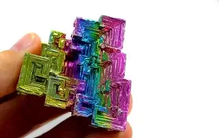 A Bismuth Crystal formed from metal, the rust creates the vivid rainbow color