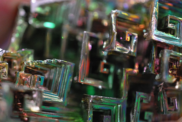 close up of bismuth crystal